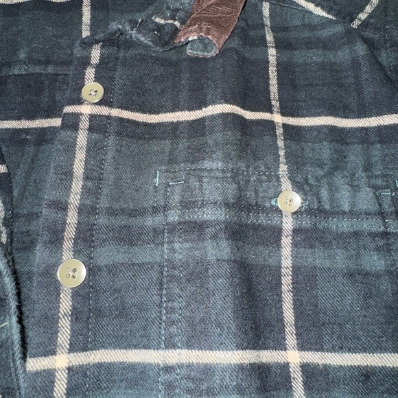 Vintage Eddie Bauer plaid button down with corduroy collar elbows and cuffs M - Picture 4 of 6